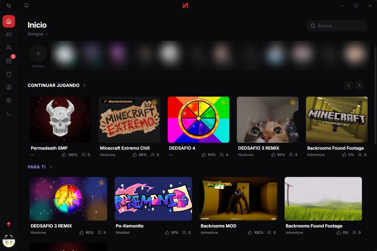 Nerion home with games to continue and recommendations